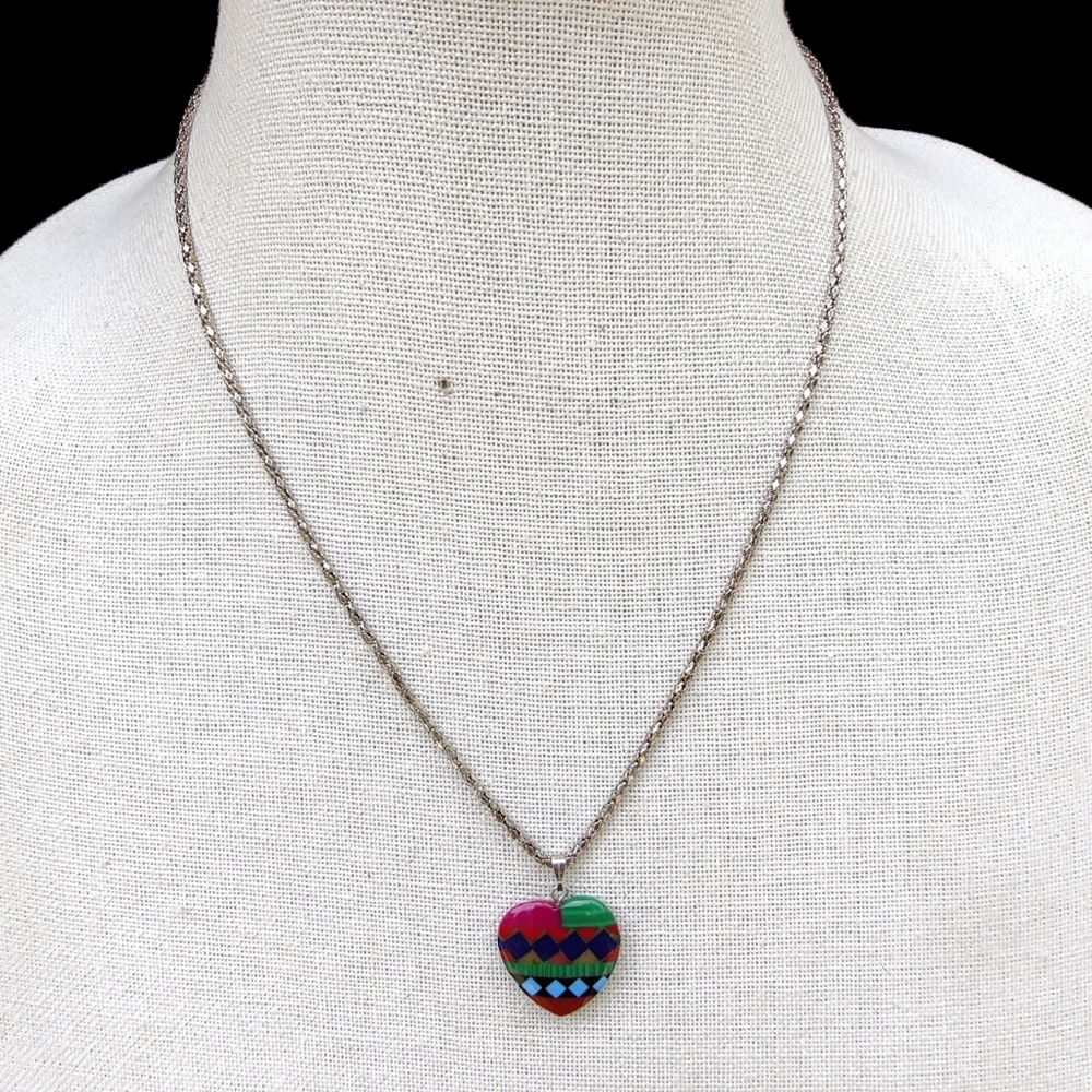 Vintage mosaic heart necklace - Picture 4 of 5